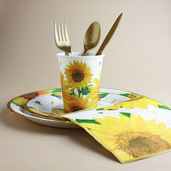 10pcs Sunflower Paper Dinnerware Set for Wedding Anniversary Birthday Party