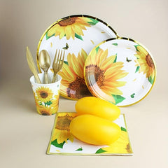 10pcs Sunflower Paper Dinnerware Set for Wedding Anniversary Birthday Party