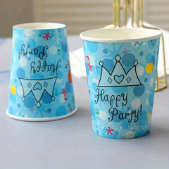 10pcs Paper Cups/Plates 17 Disposable Round Plates/Water Cups Birthday Tableware