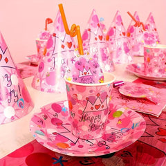 10pcs Paper Cups/Plates 17 Disposable Round Plates/Water Cups Birthday Tableware