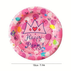 10pcs Paper Cups/Plates 17 Disposable Round Plates/Water Cups Birthday Tableware
