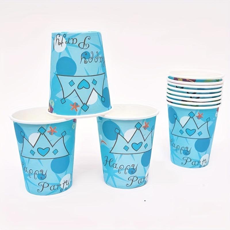10pcs Paper Cups/Plates 17 Disposable Round Plates/Water Cups Birthday Tableware