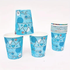 10pcs Paper Cups/Plates 17 Disposable Round Plates/Water Cups Birthday Tableware
