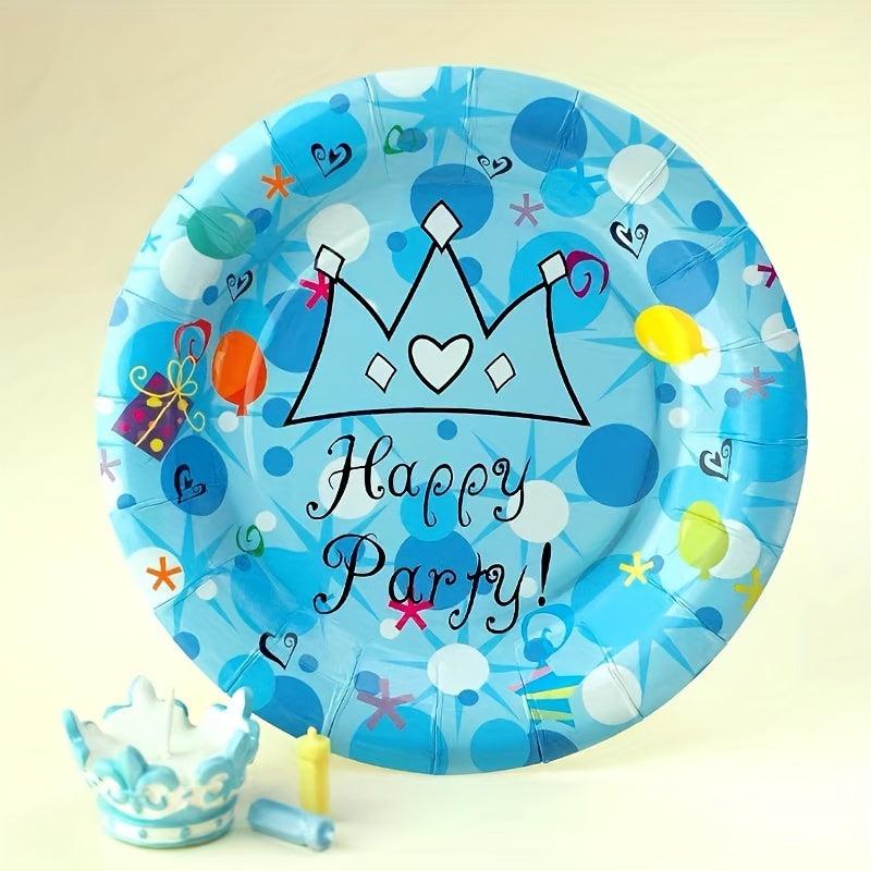 10pcs Paper Cups/Plates 17 Disposable Round Plates/Water Cups Birthday Tableware