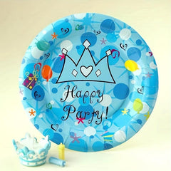 10pcs Paper Cups/Plates 17 Disposable Round Plates/Water Cups Birthday Tableware