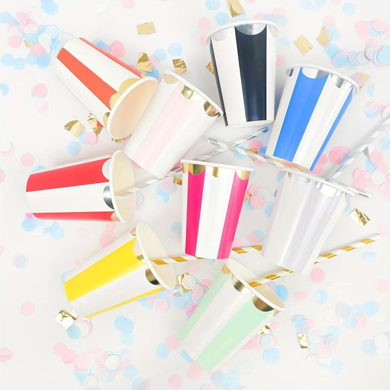 8 Pcs Striped Disposable Paper Cups Party Cups Decoration Cups