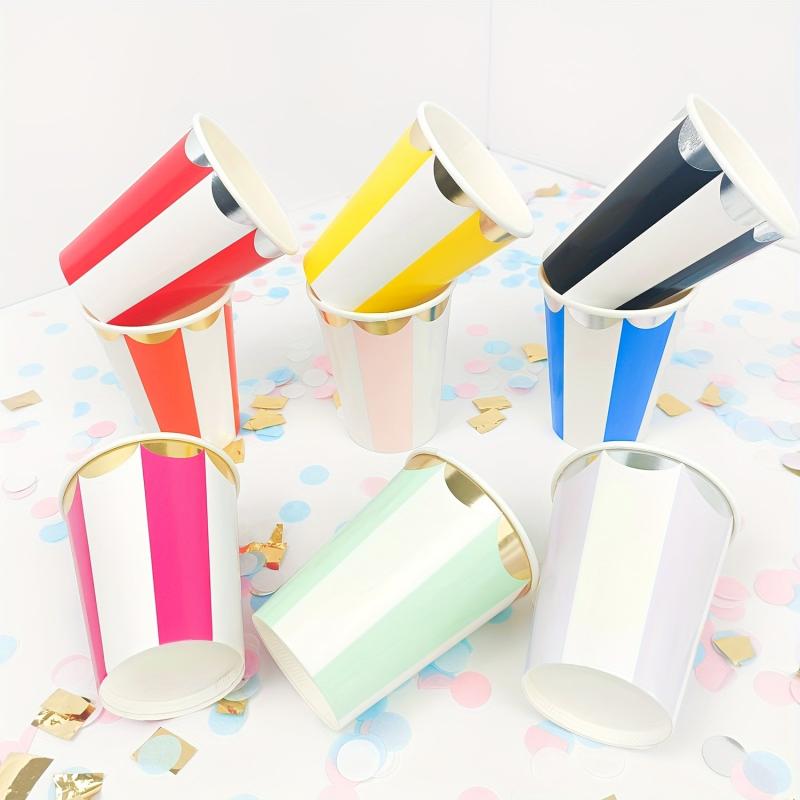 8 Pcs Striped Disposable Paper Cups Party Cups Decoration Cups