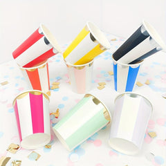 8 Pcs Striped Disposable Paper Cups Party Cups Decoration Cups