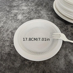 10pcs Cornstarch Disposable Dinner Plates for BBQ Party