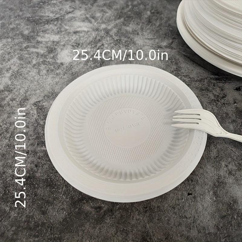 10pcs Cornstarch Disposable Dinner Plates for BBQ Party