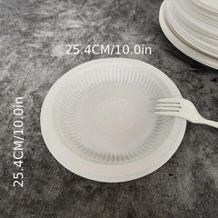 10pcs Cornstarch Disposable Dinner Plates for BBQ Party