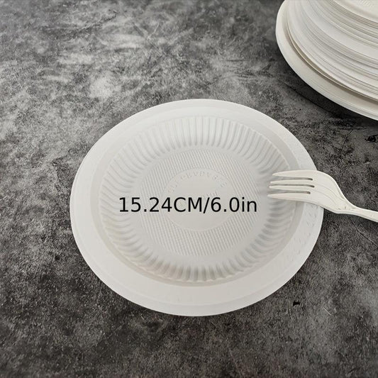 10pcs Cornstarch Disposable Dinner Plates for BBQ Party