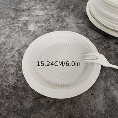 10pcs Cornstarch Disposable Dinner Plates for BBQ Party