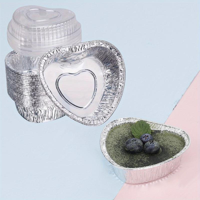 Disposable Round Aluminum Foil Tray Container with Lid, Non Stick Omelet Pan
