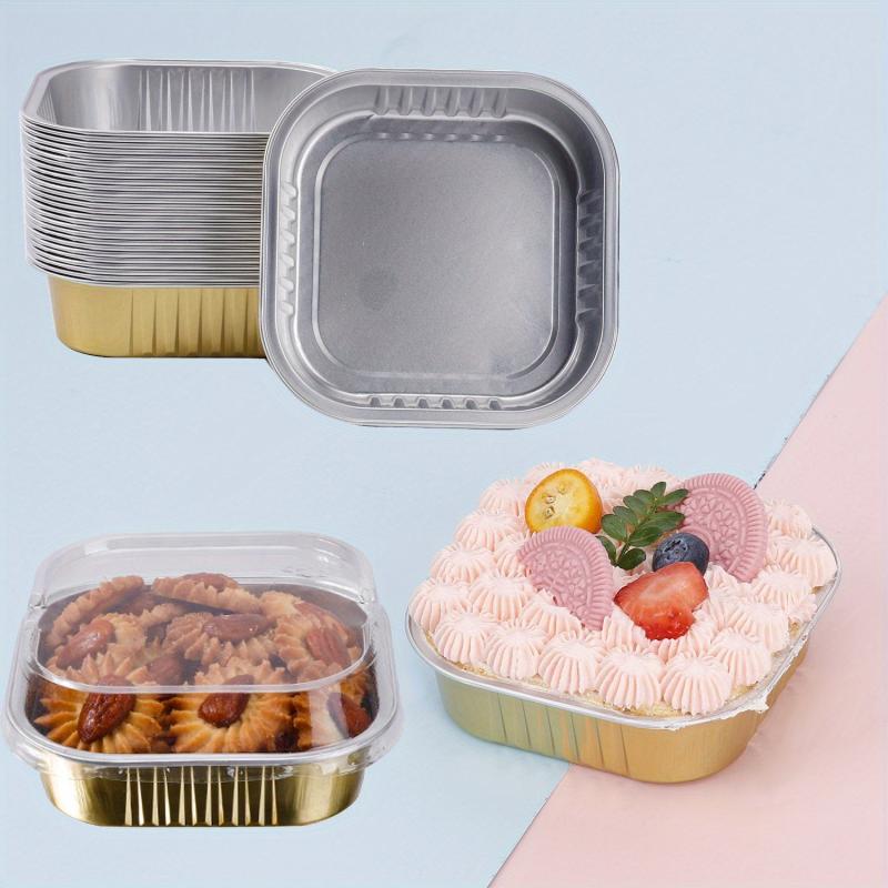 Disposable Round Aluminum Foil Tray Container with Lid, Non Stick Omelet Pan