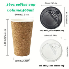Disposable Cork Coffee Cups 8oz 12oz 16oz With Lids
