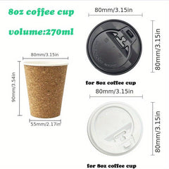 Disposable Cork Coffee Cups 8oz 12oz 16oz With Lids