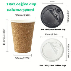 Disposable Cork Coffee Cups 8oz 12oz 16oz With Lids