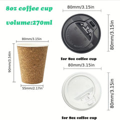 Disposable Cork Coffee Cups 8oz 12oz 16oz With Lids