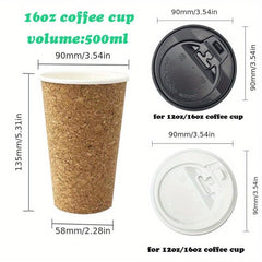 Disposable Cork Coffee Cups 8oz 12oz 16oz With Lids