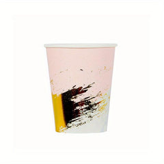 20pcs Disposable Cups Golden Pattern Painting Paper Cups For Wedding Party