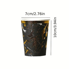 20pcs Disposable Cups Golden Pattern Painting Paper Cups For Wedding Party