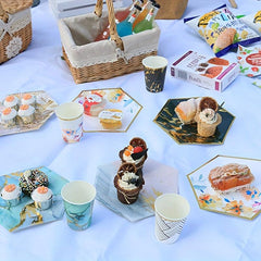 20pcs Disposable Cups Golden Pattern Painting Paper Cups For Wedding Party