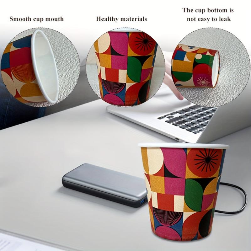50pcs 4oz Thickened Disposable Paper Cup Coffee Cup Milk Tea Cup Drinking Cup