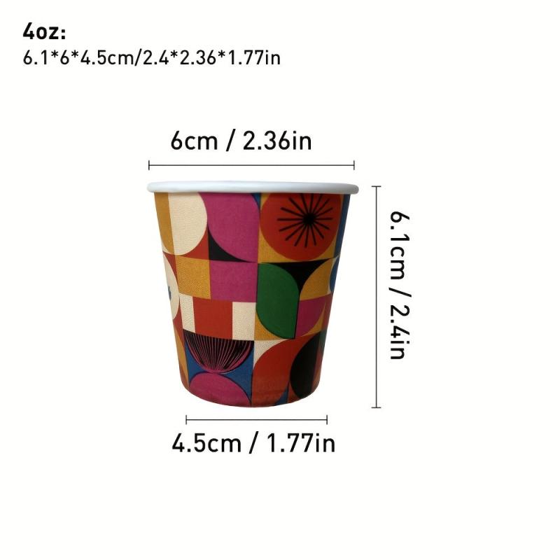 50pcs 4oz Thickened Disposable Paper Cup Coffee Cup Milk Tea Cup Drinking Cup