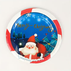 Disposable Christmas Dinnerware Set Paper Plates Napkins Cups Party Decoration