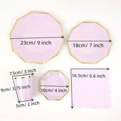 16pcs Disposable Dinnerware Set Paper Plates Napkins Cups Party Decoration