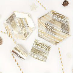 Bronzing Wood Grain Disposable Dinnerware Set - Party Decoration