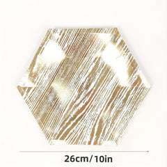 Bronzing Wood Grain Disposable Dinnerware Set - Party Decoration