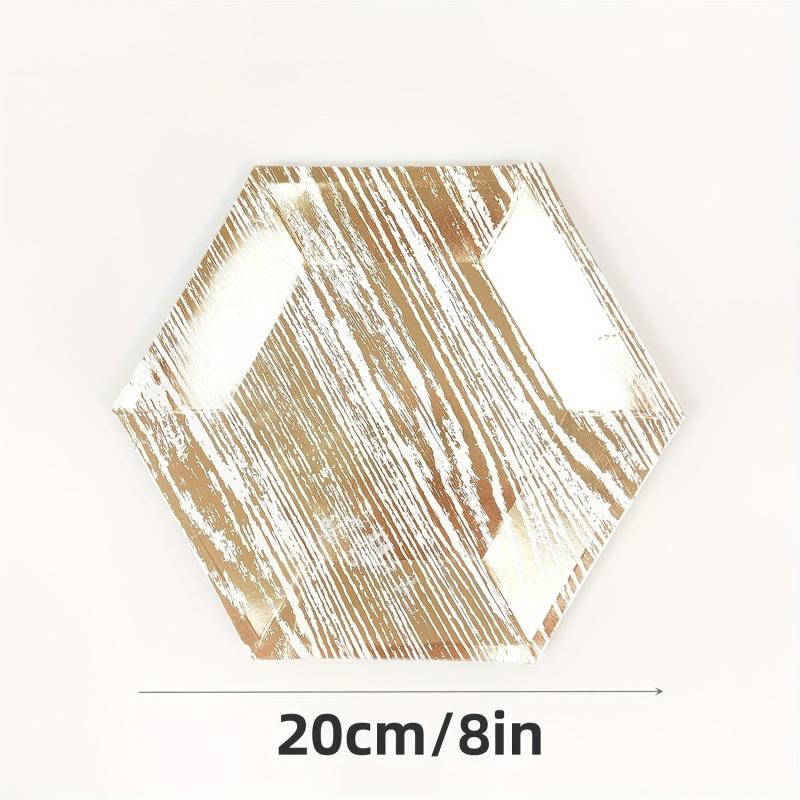 Bronzing Wood Grain Disposable Dinnerware Set - Party Decoration