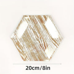 Bronzing Wood Grain Disposable Dinnerware Set - Party Decoration