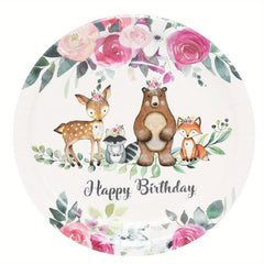 8pcs Cartoon Pattern Paper Plates Disposable Tableware Supplies