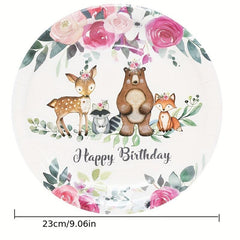 8pcs Cartoon Pattern Paper Plates Disposable Tableware Supplies