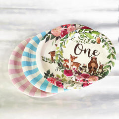 8pcs Cartoon Pattern Paper Plates Disposable Tableware Supplies