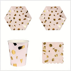 16pcs Contrast Disposable Dinnerware Set for Wedding Anniversary Birthday Party