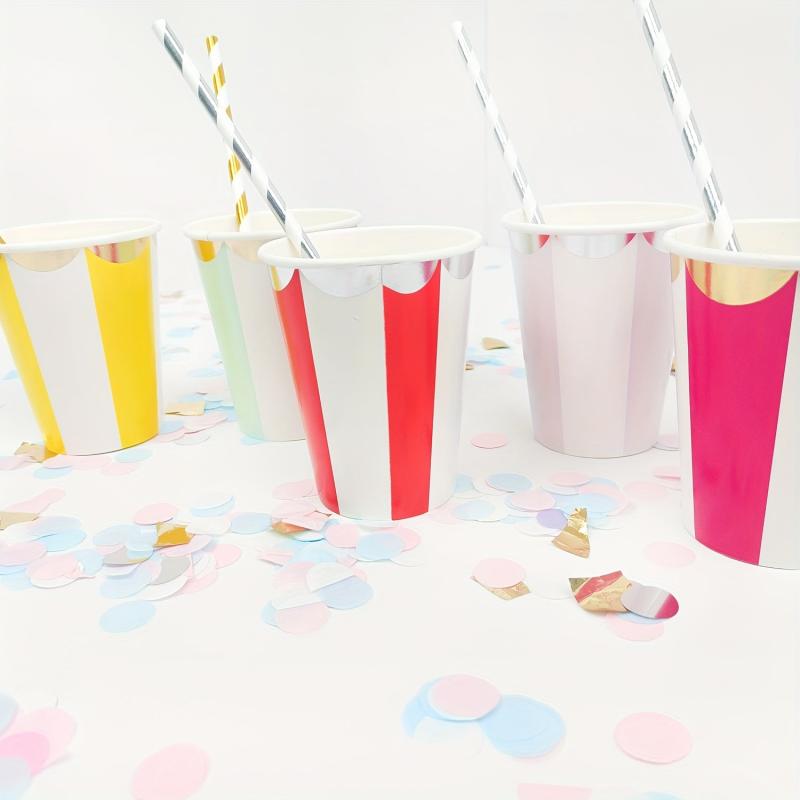8 Pcs Colorful Disposable Paper Coffee Cups for Cold Drinks