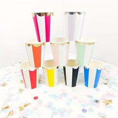 8 Pcs Colorful Disposable Paper Coffee Cups for Cold Drinks