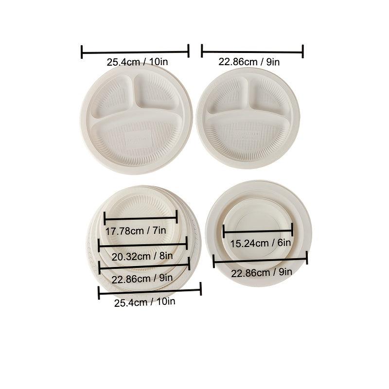 52pcs Disposable Cornstarch Dinner Plates for BBQ Party Travel Events