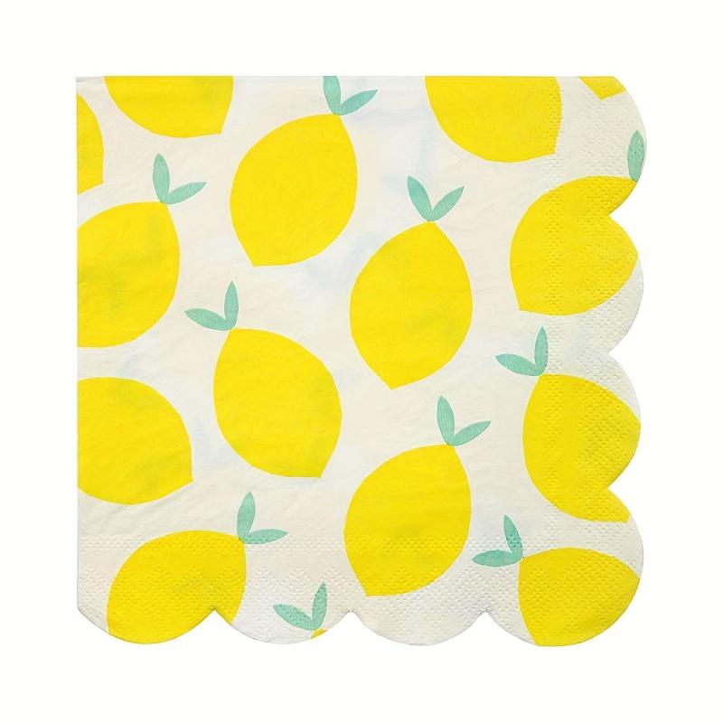 16pcs Lemon Disposable Dinnerware Set Paper Plates Cups Napkins Party Decor