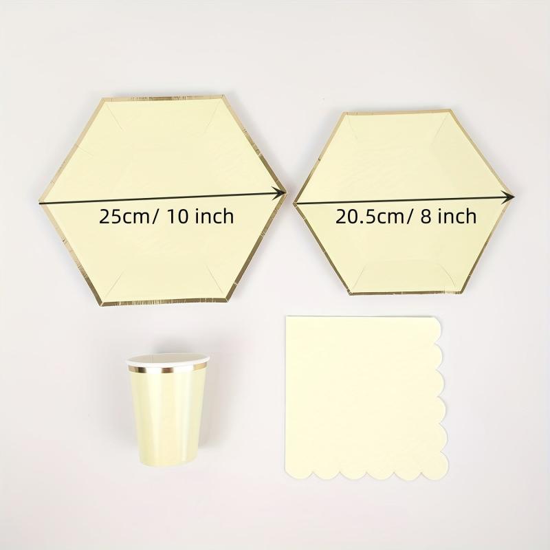 8pcs Disposable Dinnerware Set Paper Dinner Plates Cups Wedding Party Deco