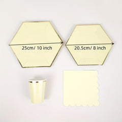8pcs Disposable Dinnerware Set Paper Dinner Plates Cups Wedding Party Deco