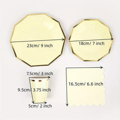 8pcs Disposable Dinnerware Set Paper Dinner Plates Cups Wedding Party Deco