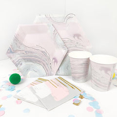 40pcs Watercolored Disposable Dinnerware Set for Wedding Anniversary Birthday