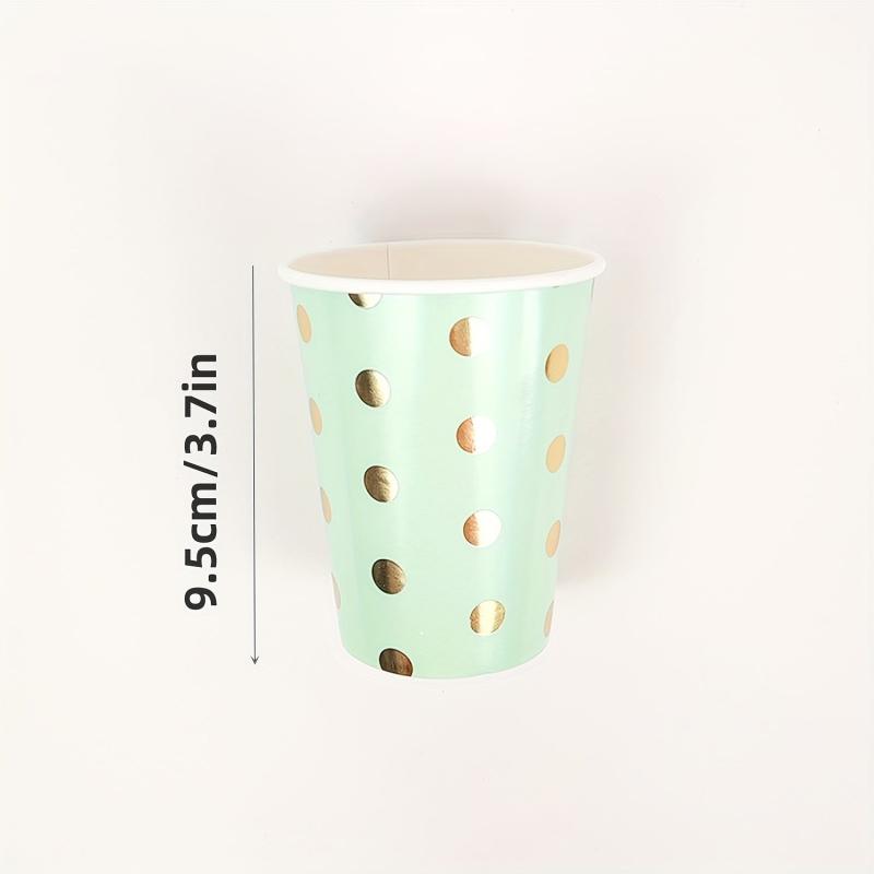 16pcs Green Polka Dots Dinnerware Set Paper Plates Napkins Cups