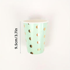 16pcs Green Polka Dots Dinnerware Set Paper Plates Napkins Cups