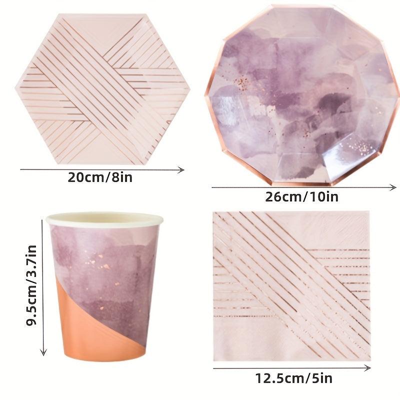 16pcs Disposable Dinnerware Set Paper Plates Napkins Cups Party Decoration